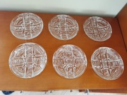 Komplet 6 kryształowych talerzyków, PRL