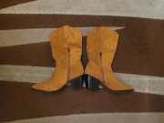 Nowe Damskie Botki Vices - Rozmiar 41, Kowbojki Camel, Brązowe, Kozaki