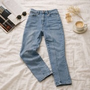 Jasne jeansy z pionowymi przeszyciami | wysoki stan | slim/straight