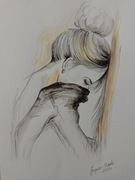 Akwarelowy portret kobiety "Smutna".