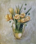 Obraz ręcznie malowany na płótnie. Złote tulipany