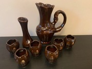 Ceramiczny zestaw dzbanek kieliszki vintage PRL