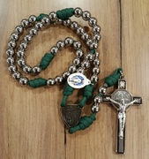 Różaniec paracord zielony stal nierdzewna 10mm Ojciec Pio 