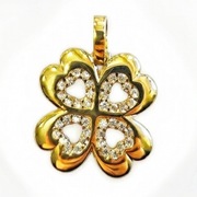 Złota Zawieszka Koniczyna Serce Cyrkonia 585