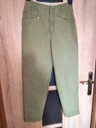 Spodnie balony khaki lniano bawełniane rozmiar 36