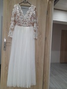 Suknia ślubna biało beżowa 36 S