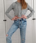 Bluzka bluza szara z kapturem długi rękaw 11 lat+