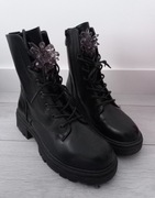 Botki workery czarne z kryształkami ocieplane HIT Renee 37