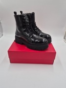 HUGO śniegowce czarne buty zimowe na platformie futro EU 40