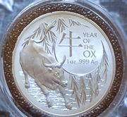 Srebrna moneta Lunar RAM  Rok Bawoła Byka Wołu 2021 1 oz uncja Ag999 
