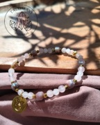 Bransoletka dla Byka: Kwarc Różowy, Kryształ Górski, Agat, Hematyt