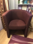 Fotel Uszatek szer.67 cm,siedzisko 48 cm,kolor śliwkowy