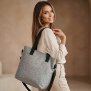 TORBA DAMSKA SHOPPER Bag Duża na Ramię Podróżna Listonoszka A4 Szara 