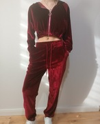 Welurowy bordowy komplet dresowy SHEIN nowy rozmiar 36