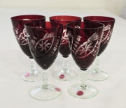 Kieliszki burgundowe szkło kryształowe retro vintage prl 