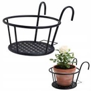 Kwietnik wiszący,Doniczka metal ,czarna , Balkon,balustrada
