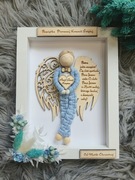 Pamiątka pierwszej komunii dla chłopca aniołek makrama ramka na komunię