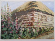 Obraz Malwy pod chatą ręcznie malowany