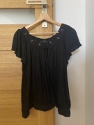 Damska Czarna Bluzka z Bursztynami L