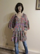 BOHO bluzka boho hippie etno kolorowy nadruk 70% jedwab _ ONE SIZE L/XL/XXL