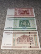 Zestaw 3 banknotów z Białorusi w stanie bankowym UNC 