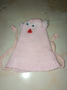 Czapka niemowlęca wiązana, różowa sowa, unisex. Czytaj opis