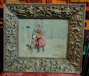 Stary obrazek ,,Dziewczynka ze śnieżką"