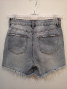 Szorty jeansowe z wysokim stanem never denim strzępione krótkie spodenki xs