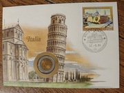 Koperta Numizmatyczna Wlochy i moneta 500 lir.1984r.bimetal 