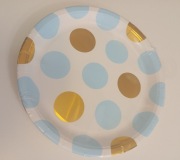 Talerzyki papierowe jednorazowe niebieski złoty 10 sztuk 