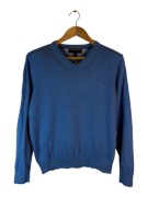 Sweter w serek Tommy Hilfiger niebieski m