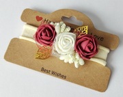 Opaska bezuciskowa roczek wesele chrzest gumka różyczki róże piankowe