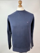 Bluza Tommy Hilfiger L granatowa – logowane rękawy, premium cotton