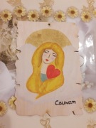 Obraz anioł stróż na desce