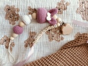 Zawieszka do smoczka dziewczęca Handmade Prezent dla niemowlaka 