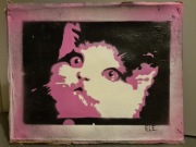 ELE_elektronikt "Kot na starym płótnie" Street art - płótno na sklejce