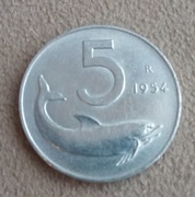 Włochy 5 lirów,1954