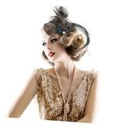 Spinka do włosów fascynatów z piór pawia lata 20 gatsby vintage    