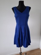 Granatowa kobaltowa rozkloszowana sukienka Camaieu S 98% cotton