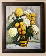Obraz olejny Bukiet  chryzantemy  w ramie