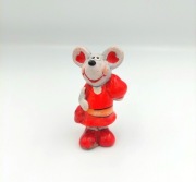 Ceramiczna figurka figura myszka czerwona sukienka ceramika vintage lata 80