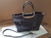 Torebka DAMSKA brązowa naturalna skóra - mieści format A4