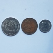 Monety, RPA 20 centów 1988, 2 centów 1967, 5 centów 1965