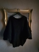 Sweter sweterek damski czarny moherowy rękaw 3/4