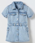 Sukienka jeansowa z krótkim rękawem niebieska Zara r. 86 stan idealny 