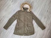 H&M zimowa kurtka parka oliwkowa ciepła 164