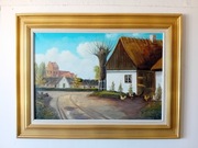 STARY OBRAZ OLEJNY PŁÓTNO  sygnowany 