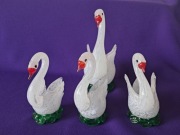 Łabędzie szklane rodzina Vintage PRL / Czechosłowacja – 4 sztuki