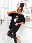 T-shirt oversize z misiem
