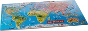 Janod-Drewniane Puzzle Mapa Świata Magnetyczna, 92 magnesy, 70 x 43 cm